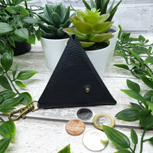 Load image into Gallery viewer, Leather Earphone Pouch/Coin Purse Keyring - Shadow Craft - Recycled Leather