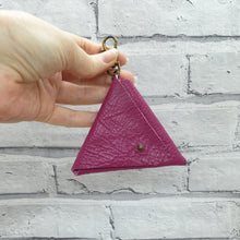 Load image into Gallery viewer, Leather Earphone Pouch/Coin Purse Keyring - Shadow Craft - Recycled Leather