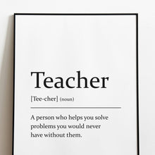 Load image into Gallery viewer, Sarcastic dictionary definition Print - Teacher - A4 Print - The Crafty Little Fox