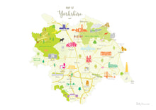 Load image into Gallery viewer, Map of Yorkshire - Illustration - A4 Print - Holly Francesca