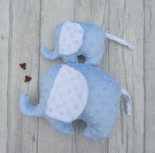 Load image into Gallery viewer, Stuffed Elephant toy - baby blue - Sewn by Sarah - new baby gift - nursery - children