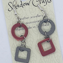 Load image into Gallery viewer, Leather Cutout Drop Earrings - Mismatched Shape - Shadow Crafts