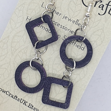 Load image into Gallery viewer, Leather Cutout Drop Earrings - Mismatched Shape - Shadow Crafts