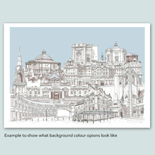 Load image into Gallery viewer, Harrogate Collage Illustration - A4 print - Art by Arjo - Yorkshire landmarks