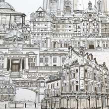 Load image into Gallery viewer, Harrogate Collage Illustration - A4 print - Art by Arjo - Yorkshire landmarks