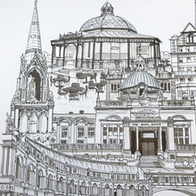 Load image into Gallery viewer, Harrogate Collage Illustration - A4 print - Art by Arjo - Yorkshire landmarks
