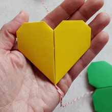 Load image into Gallery viewer, Rainbow Origami Heart Garland - Paper decorations - Origami Blooms