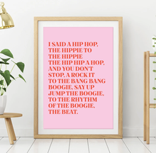 Load image into Gallery viewer, Rappers Delight Lyrics Print - A4 - Hip Hop - Sugar Hill Gang - Blush and Blossom