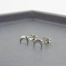 Load image into Gallery viewer, Crescent Moon Stud Earrings - Sterling Silver - Maxwell Harrison Jewellery