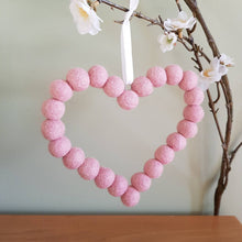 Load image into Gallery viewer, Large Heart - Felt Ball Hanging Decoration - Red, Pink, White - Useless Buttons