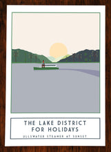 Load image into Gallery viewer, Ullswater Steamer travel inspired poster print - Sweetpea & Rascal - Lake District Cumbria
