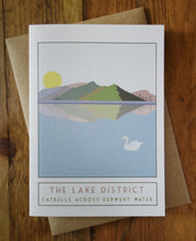 Load image into Gallery viewer, Catbells Lake District greetings card - tourism poster inspired - Sweetpea and Rascal