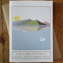 Load image into Gallery viewer, Catbells Lake District greetings card - tourism poster inspired - Sweetpea and Rascal