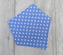 Load image into Gallery viewer, Bandana Bib - baby bib - blue spots - baby, toddler gift - Sewn by Sarah
