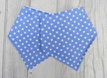 Load image into Gallery viewer, Bandana Bib - baby bib - blue spots - baby, toddler gift - Sewn by Sarah
