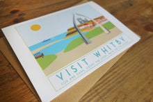 Load image into Gallery viewer, Whitby greetings card - tourism poster inspired - Sweetpea and Rascal - seaside - Yorkshire coast