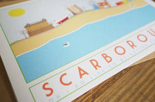 Load image into Gallery viewer, Scarborough greetings card - tourism poster inspired - Sweetpea and Rascal - seaside - Yorkshire coast