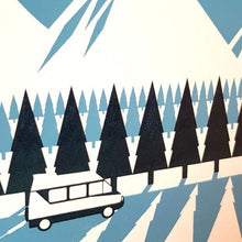Load image into Gallery viewer, Campervan Mountains Screen print - Art print - Adventurers - Scandinavian Design - Or8 Design