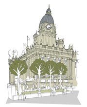 Load image into Gallery viewer, Leeds Town Hall Art Print - A3 size - Accidental Vix Prints - Leeds illustrations - Collection only