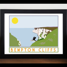 Load image into Gallery viewer, Bempton Cliffs tourism inspired A3 poster print - Sweetpea & Rascal - Yorkshire coast
