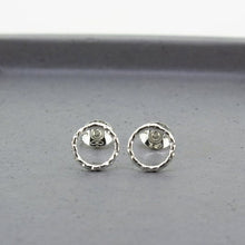 Load image into Gallery viewer, Diamond Cut Open Circle Stud Earrings - Sterling Silver - Maxwell Harrison Jewellery