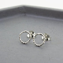 Load image into Gallery viewer, Diamond Cut Open Circle Stud Earrings - Sterling Silver - Maxwell Harrison Jewellery