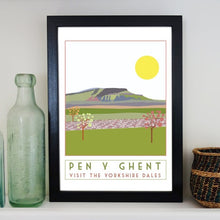 Load image into Gallery viewer, Pen Y Ghent travel inspired poster print - Sweetpea & Rascal - Yorkshire Dales - 3 Peaks
