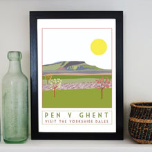 Load image into Gallery viewer, Pen Y Ghent travel inspired A3 poster print - Sweetpea & Rascal - Yorkshire Dales - 3 Peaks