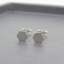 Load image into Gallery viewer, Hexagon Stud Earrings - Sterling Silver - Maxwell Harrison Jewellery