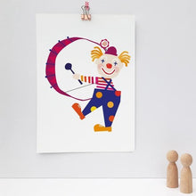 Load image into Gallery viewer, Circus Themed A4 Print - Ring Master, Clown, Acrobat, Lion - Emily Spikings