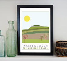 Load image into Gallery viewer, Ingleborough travel inspired A3 poster print - Sweetpea & Rascal - Yorkshire Dales - 3 Peaks
