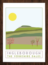 Load image into Gallery viewer, Ingleborough travel inspired poster print - Sweetpea & Rascal - Yorkshire Dales - 3 Peaks
