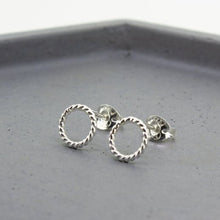 Load image into Gallery viewer, Twisted Open Circle Stud Earrings - Sterling Silver - Maxwell Harrison Jewellery