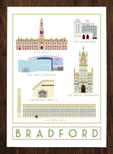 Load image into Gallery viewer, Bradford Landmarks Travel inspired poster print - Sweetpea & Rascal - Yorkshire prints
