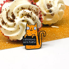 Load image into Gallery viewer, Enamel Pin - I F**king Hate People - Katie Abey - sweary cats