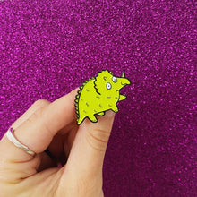 Load image into Gallery viewer, Enamel Pin - Dinosaur  - Try-ceratops - Tricerotop - Self care - Katie Abey
