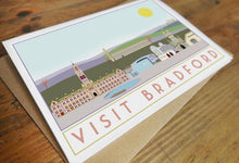 Load image into Gallery viewer, Bradford greetings card - tourism poster inspired - Sweetpea and Rascal - Yorkshire scenes