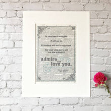 Load image into Gallery viewer, Dictionary Page Print - Pride and Prejudice - Jane Austen Quote -Turn the Page Design