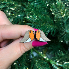 Load image into Gallery viewer, Robin Earrings - Wooden stud Earrings - Silly Loaf
