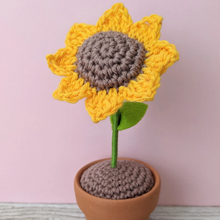Load image into Gallery viewer, Crochet amigurami Sunflower in pot - CuddlingaCactus