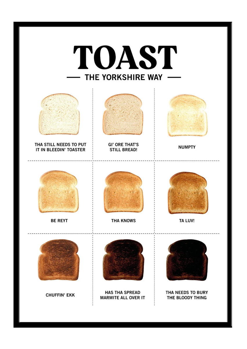 Yorkshire Toast Colour Chart Print Yorkshire Gift Idea The Yorkshi