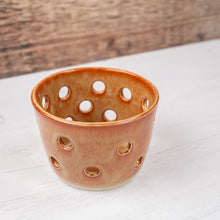 Load image into Gallery viewer, Ceramic Tealight Holder - Fiery Orange - Thrown In Stone
