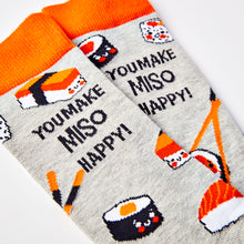 Load image into Gallery viewer, You Make Miso Happy Unisex socks - White or Grey Background - Urban Eccentric - Sweary Socks
