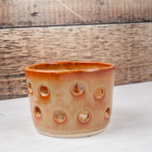 Load image into Gallery viewer, Ceramic Tealight Holder - Fiery Orange - Thrown In Stone
