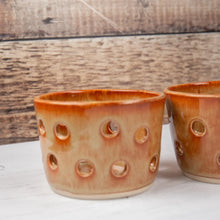 Load image into Gallery viewer, Ceramic Tealight Holder - Fiery Orange - Thrown In Stone
