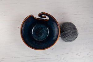 Yarn Bowl - Amber Blue - Thrown In Stone