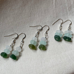 Sea Glass Dangle Earrings - one bead - Sterling Silver - various colours - Fayth Seaglass