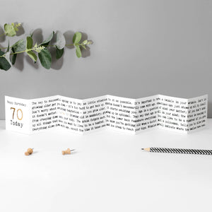 70th Birthday Card - Mini Concertina Fold-Out Banner - Coulson Macleod