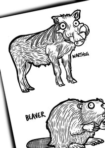 Animals Colouring Book - Awesome Animals - Dixon Does Doodles