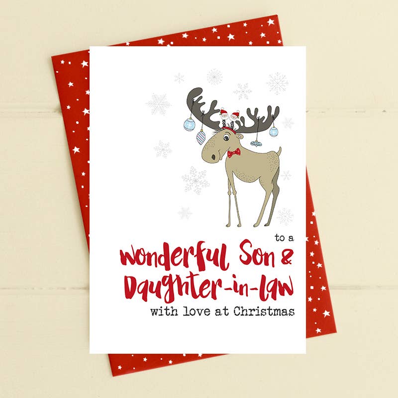 Family Christmas Card - To An Amazing Son And Daughter-In-Law with Love at Christmas - Dandelion Stationery